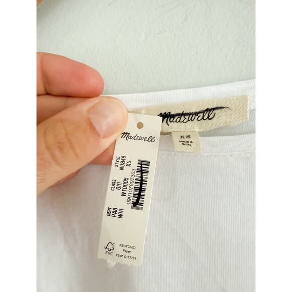 Madewell | NWT | Puff-Sleeve Drop-Shoulder Knit Top in White | Sz XS - Picture 5 of 9